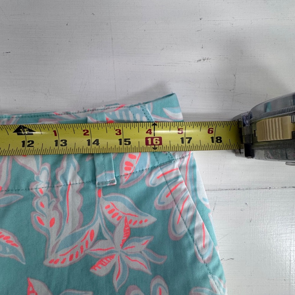Vineyard Vines Womens Aqua Floral Chino Shorts Pink Cay Teal Size 8 NWT Tropical - Picture 7 of 7
